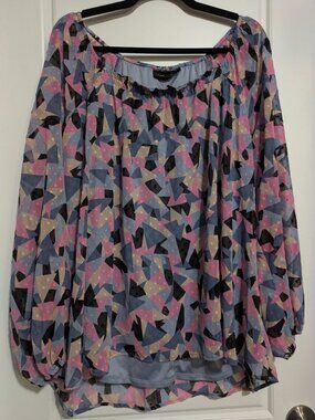 Lane Bryant Plus Sized Pink Periwinkle Modern Long Sleeved Blouse (US 22/24)